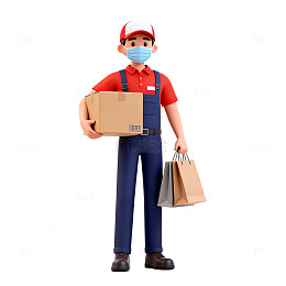 快递员配送服务卡通形象