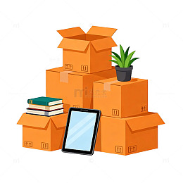搬家打包物品矢量图