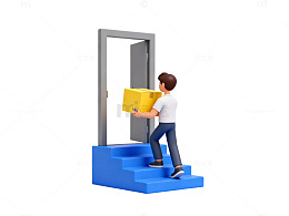 简约风格搬运场景动画人物设计