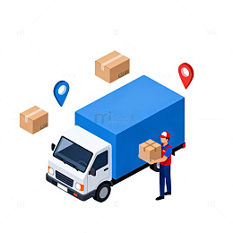 快递配送场景矢量图