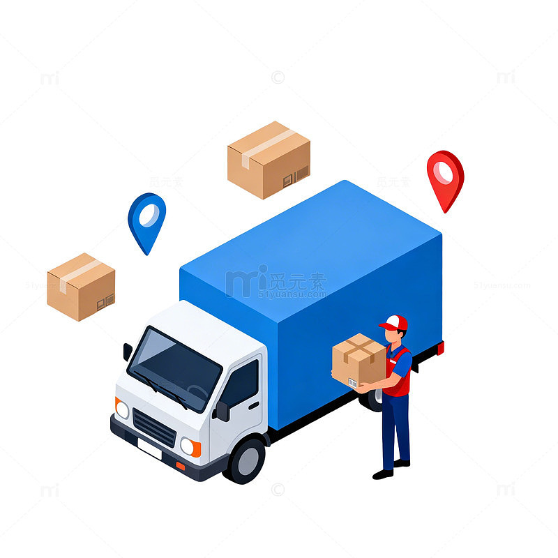 快递配送场景矢量图
