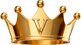 金色皇冠中央饰有字母V