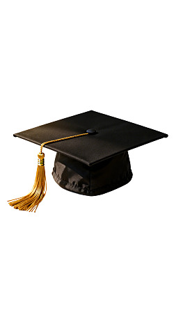 黑色学士帽配金色流苏