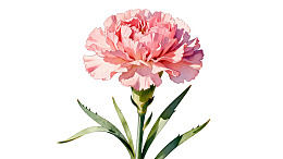 粉色康乃馨在白色背景上绽放