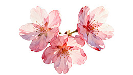 粉色樱花绽放于白色背景之上