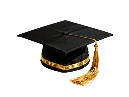 黑色学士帽配金色流苏