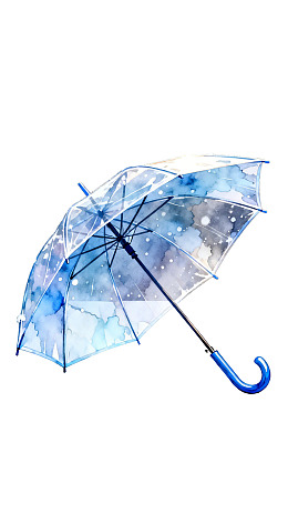 蓝色透明雨伞特写图片