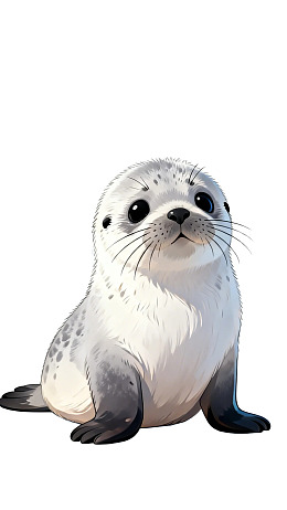 卡通风格的小海豹坐着