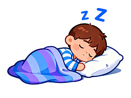 卡通男孩盖毯睡觉图片