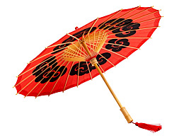 红色传统云纹工艺伞图片