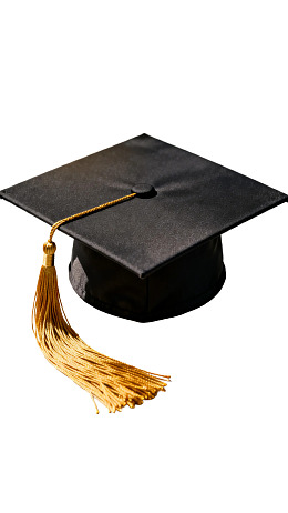 黑色毕业帽配金色流苏