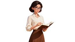 戴眼镜女子手持书本阅读