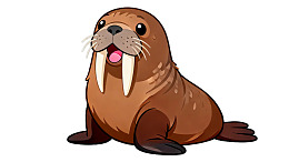 卡通海象张嘴微笑图片