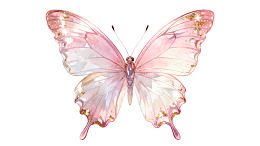 粉色透明蝴蝶特写图片