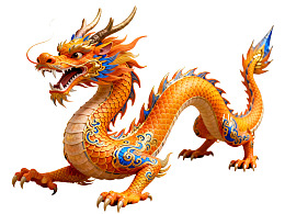 橙色中国龙形象生动图片