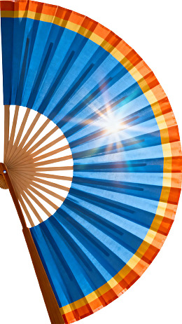 蓝色扇面阳光照射的折扇