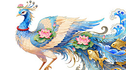 色彩斑斓的孔雀艺术插画