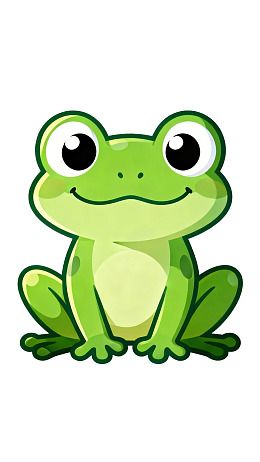 卡通绿色青蛙微笑形象