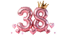 粉色数字气球38配皇冠庆祝