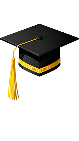 黑色毕业帽配黄色流苏