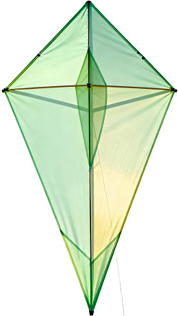 绿色菱形风筝在空中图片