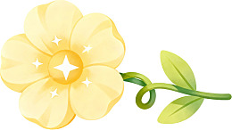 黄色花朵与绿叶的简洁插画