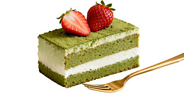抹茶草莓蛋糕切片图片