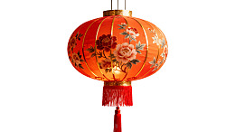 红色花卉图案中式灯笼