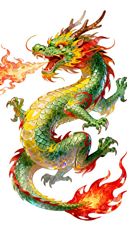 色彩斑斓的中国龙喷火