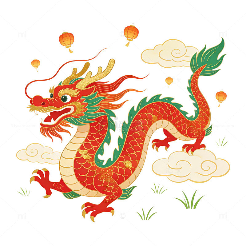 免扣元素龙抬头的卡通龙形象