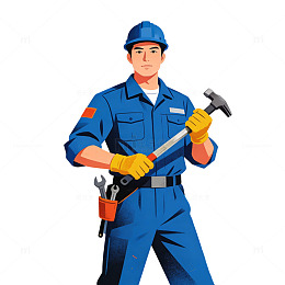 国潮撞色风格劳动节工人形象