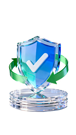 蓝色盾牌带绿色箭环图标