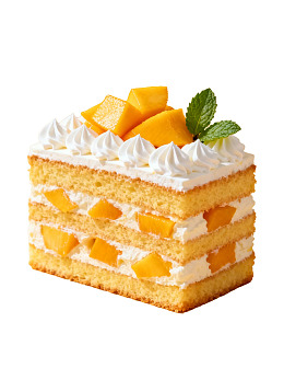 芒果奶油蛋糕切片图片