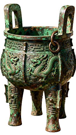 古代青铜龙纹鼎图片