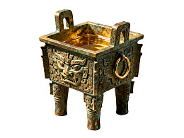 古代青铜兽面纹四足方鼎