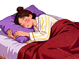 女子睡姿安详被子盖身