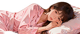 动漫风格女子粉色睡衣卧床