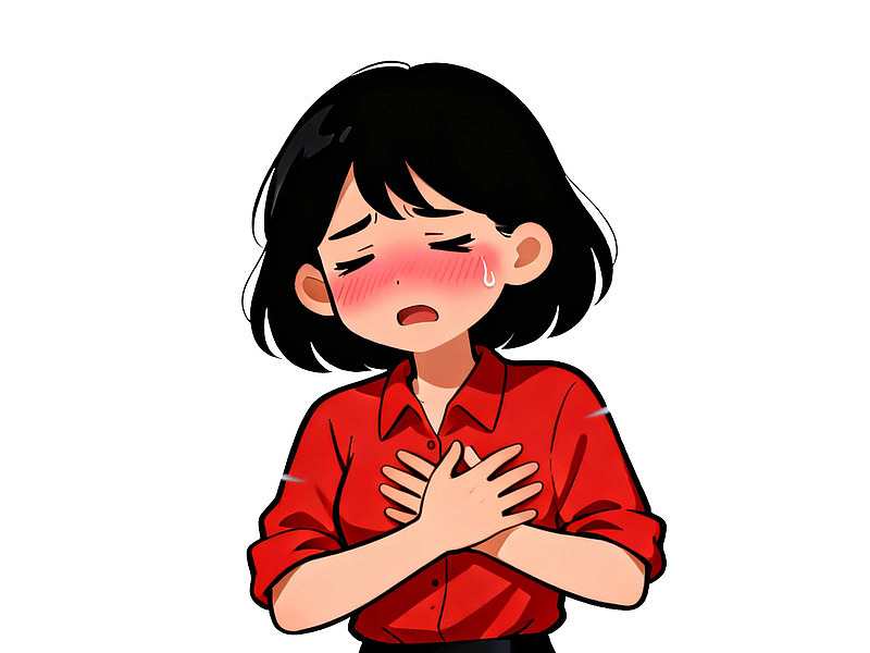 卡通女孩捂胸哭泣图片