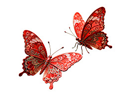 两只红色花纹蝴蝶图案