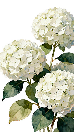 白色绣球花与绿叶的优雅组合