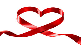 红色丝带心形图案图片