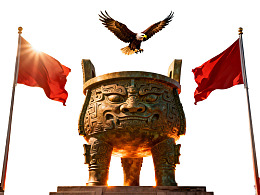 鹰飞鼎上红旗飘扬图片