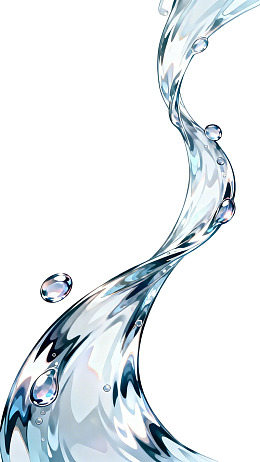 流动的水波与晶莹水滴