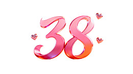 粉色数字38与爱心装饰
