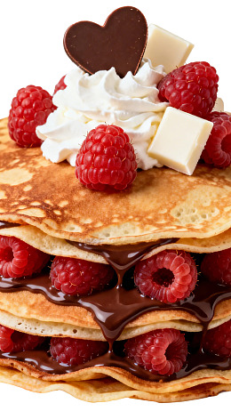 松饼配覆盆子巧克力酱