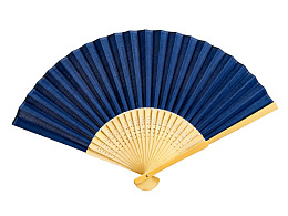 蓝色折扇配木质扇骨图片