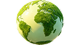 地球覆盖绿色草地的生态概念图