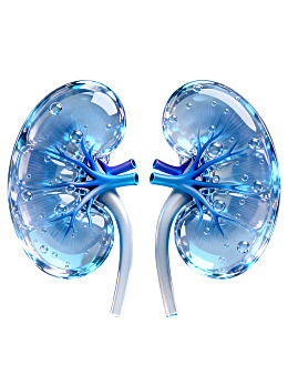 透明蓝色肾脏模型展示