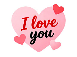 粉色心形图案写有‘我爱你’