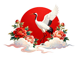 仙鹤立于花云之上图片